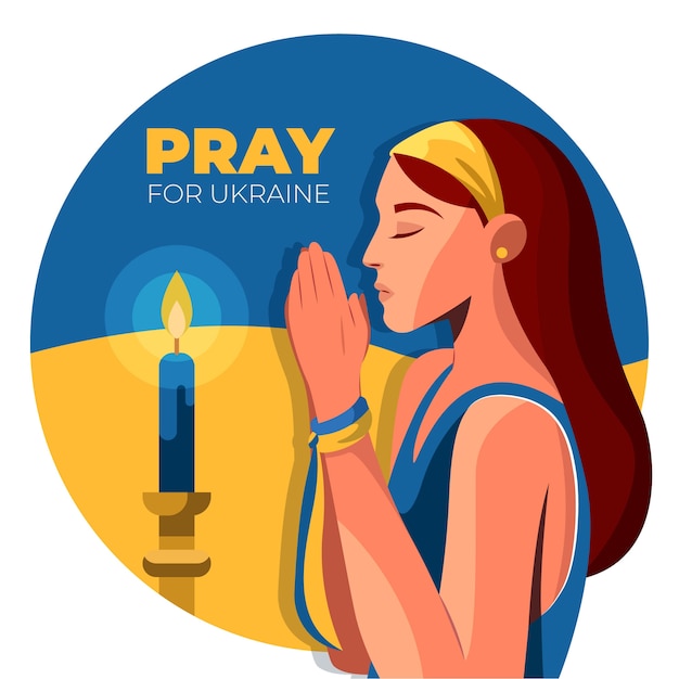Flat design pray for ukraine illustration