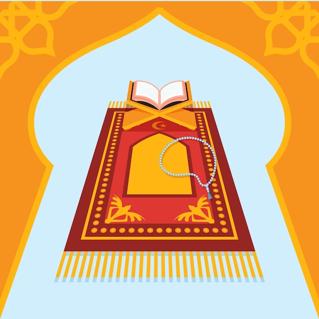 Illustrazione di tappetino da preghiera design piatto