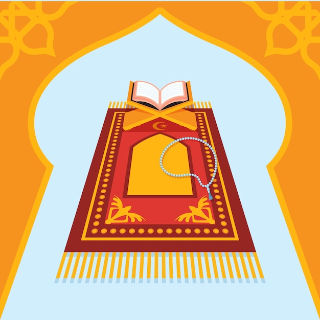 Flat design prayer mat illustration