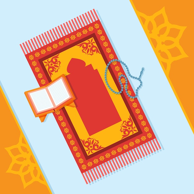 Flat design prayer mat illustration
