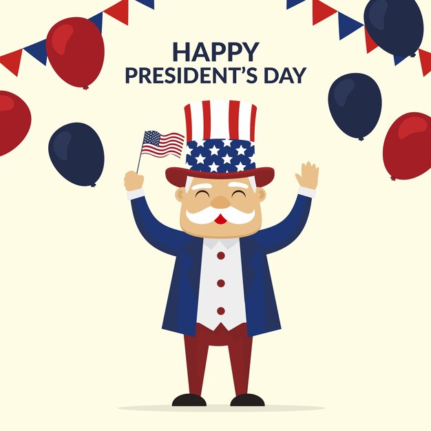 Flat design presidents day concept