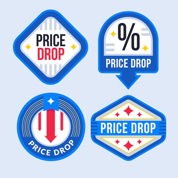 Flat design price drop badges design