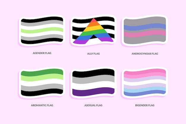 Free vector flat design pride month lgbt flags