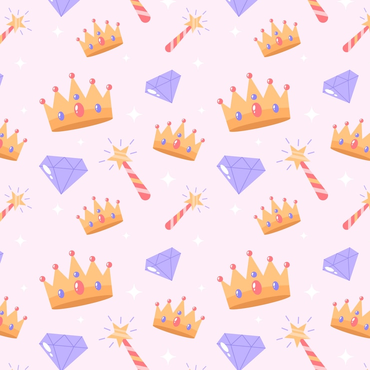 Free Vector flat design princess pattern