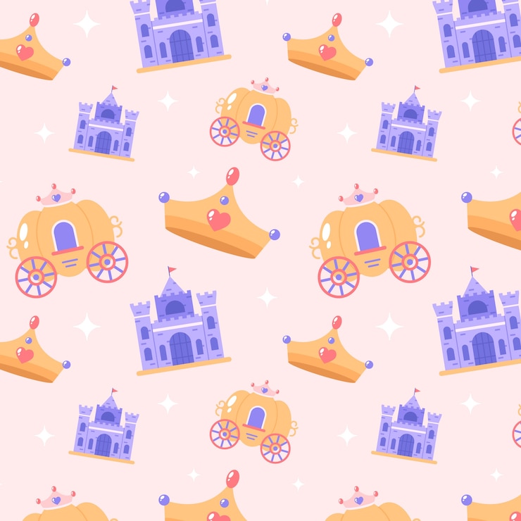 Free Vector flat design princess pattern