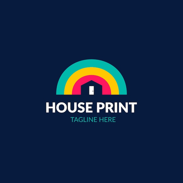 Flat design printing house logo design template