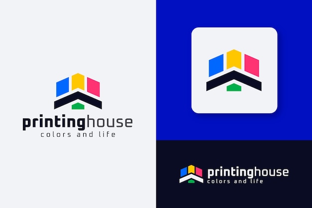 Flat design printing house logo template