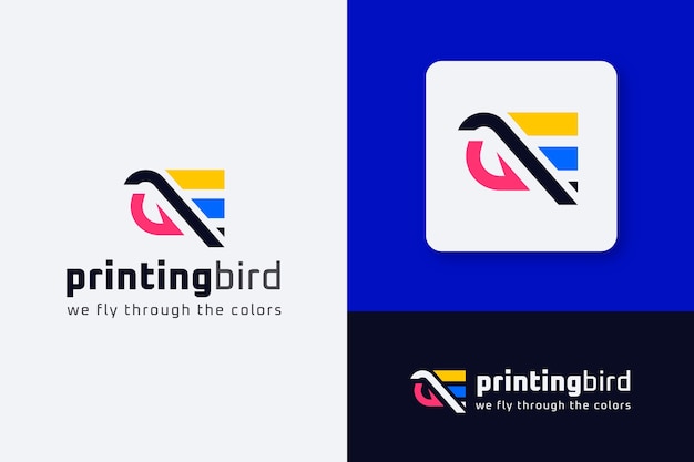 Flat design printing house logo template