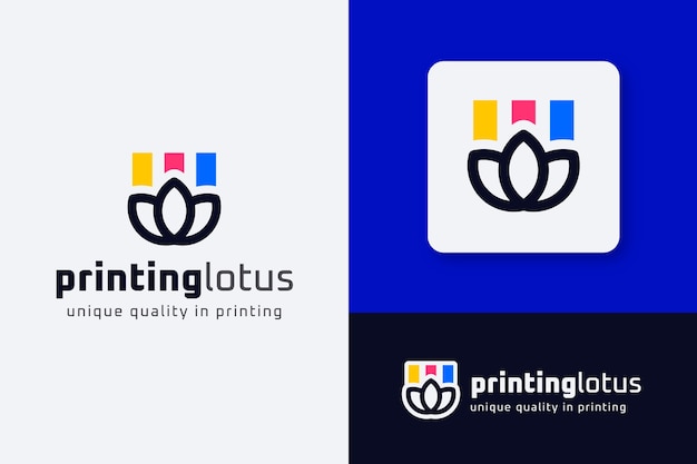 Flat design printing house logo template
