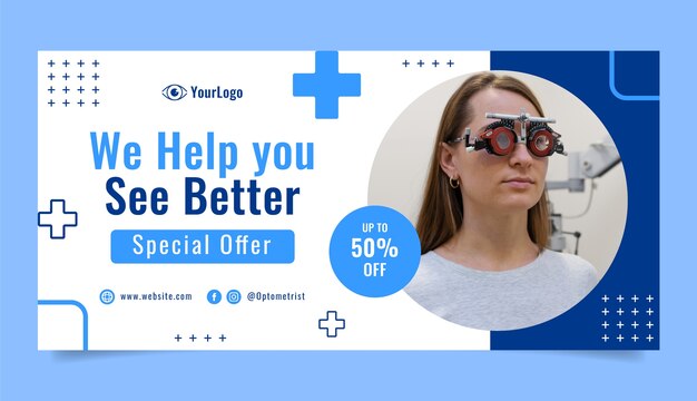 flat design professional optometrist sale banner