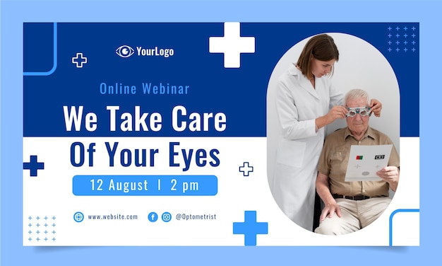 Free vector flat design professional optometrist webinar