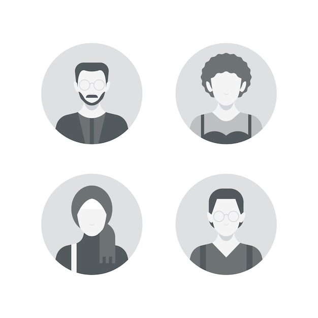 Flat design profile icon set