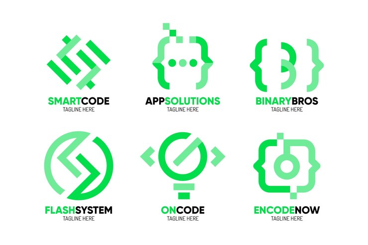 Free Vector flat design programming company logo templates pack