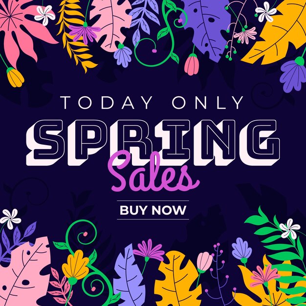 Flat design promotional spring sale campaign