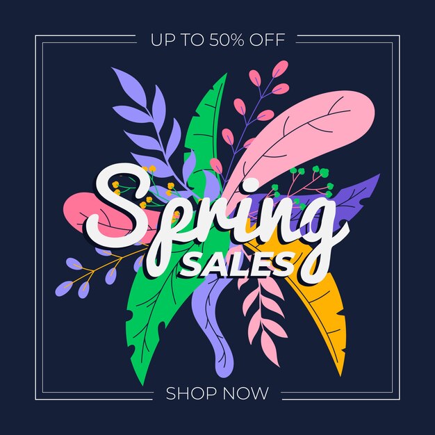 Flat design promotional spring sale theme