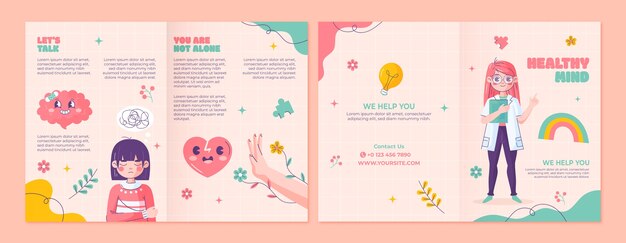 Flat design psychologist brochure