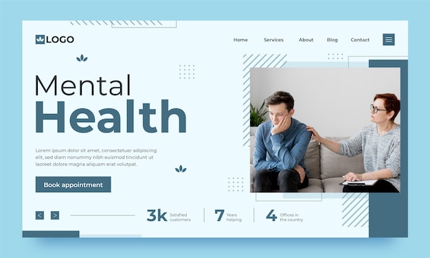 Free vector flat design psychologist landing page template