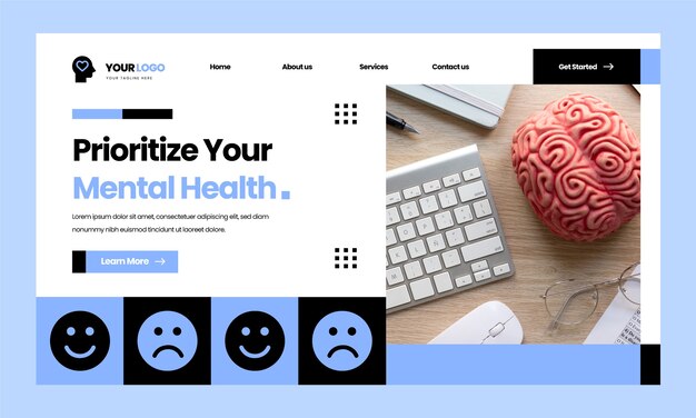 Flat design psychologist  landing page