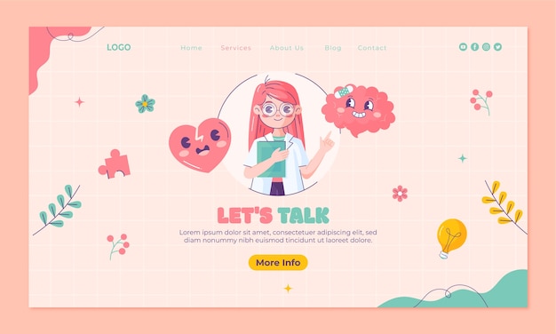 Flat design psychologist  landing page