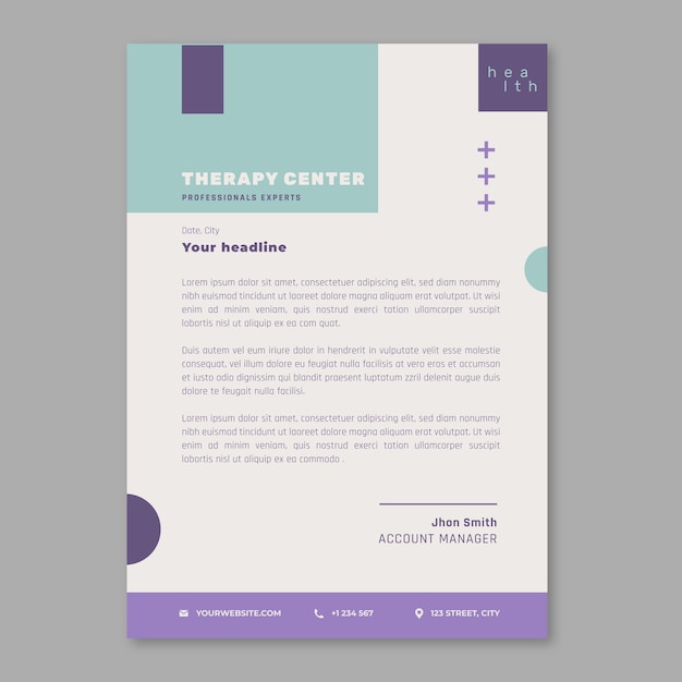 Flat design psychologist letterhead