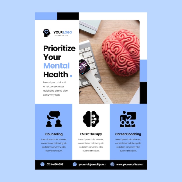 Flat design psychologist  poster