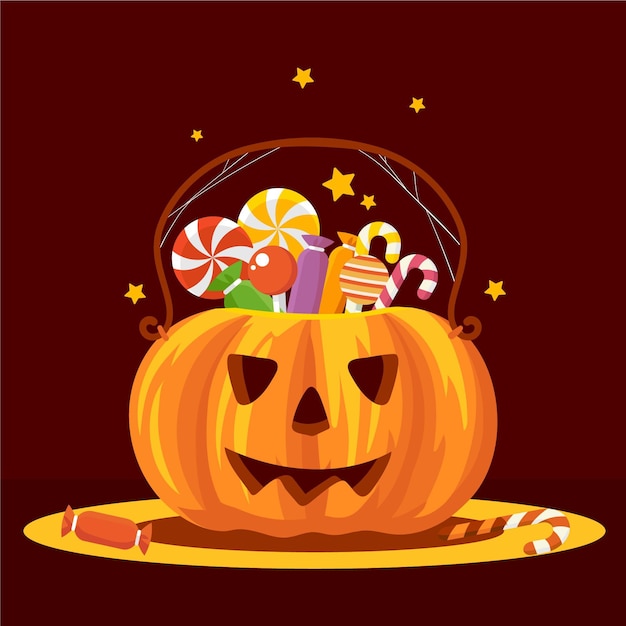 Flat design pumpkin halloween bag