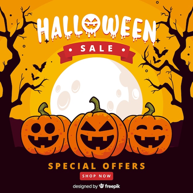 Flat design of pumpkin halloween sale