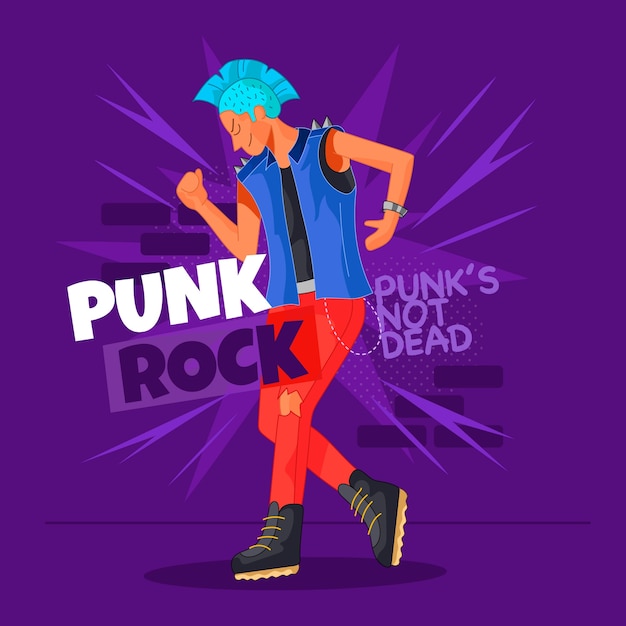 Flat Design Punk Rock Illustration