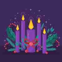 Free vector flat design purple advent candles illustration