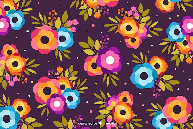 Flat design purple floral background