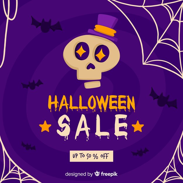 Flat design of purple halloween sale