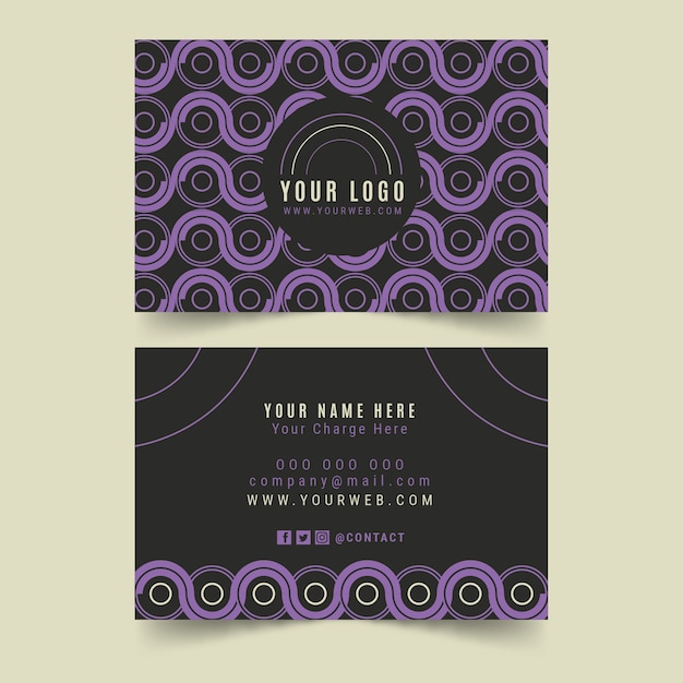 Flat design purple shapes business card