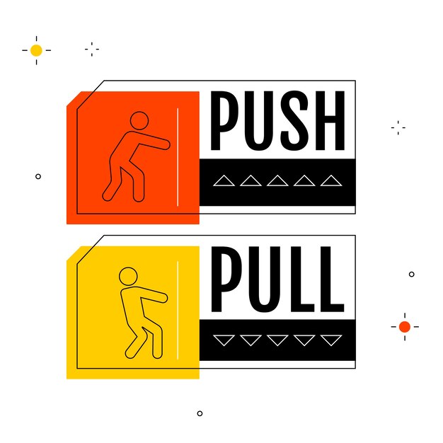 Flat design push pull sign illustration