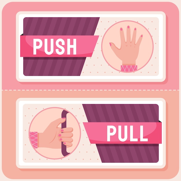 Free vector flat design push pull sign illustration