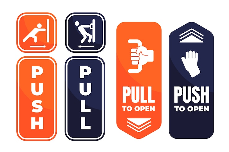 Free Vector flat design push pull sign illustration
