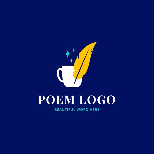 Flat design quill pen logo design template