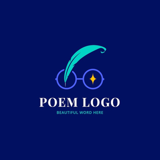 Vettore gratuito modello di progettazione logo penna d'oca design piatto
