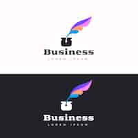 Free vector flat design quill pen logo with tagline