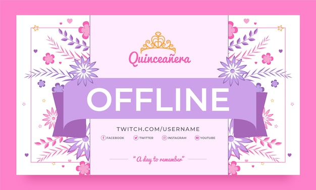 Flat design quinceanera template