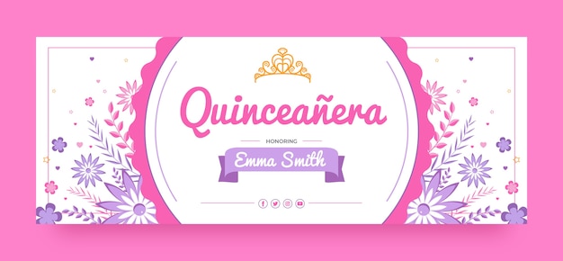 Бесплатное векторное изображение Плоский дизайн шаблона quinceanera