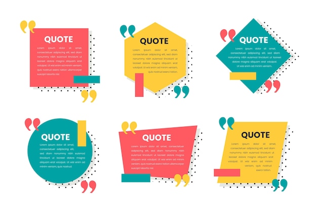 Flat design quote box frame collection