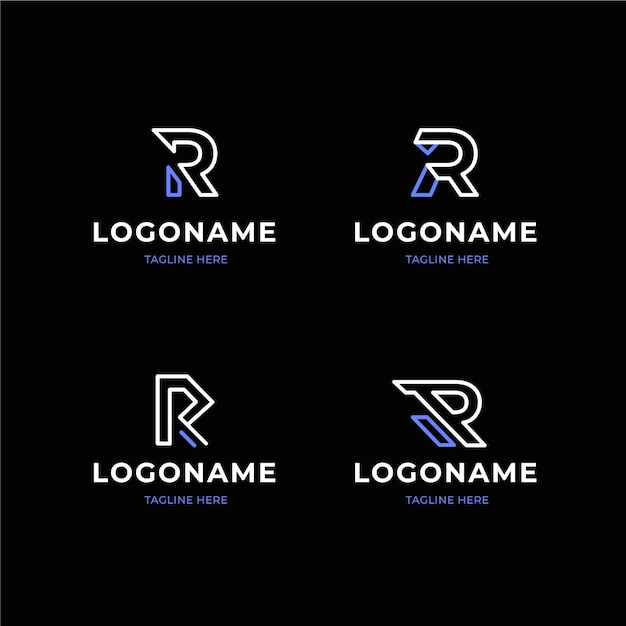 Free vector flat design r logo collection