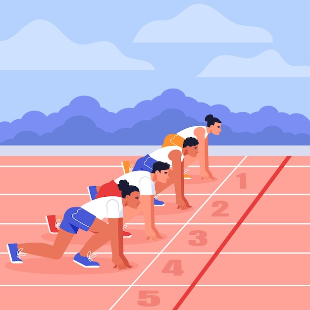 Free vector flat design race starting line illustration