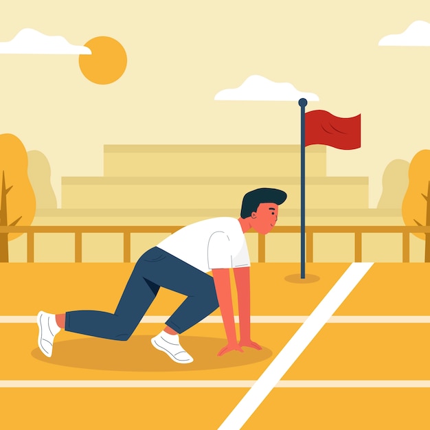 Flat design race starting line illustration