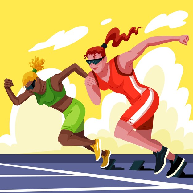 Flat design race starting line illustration