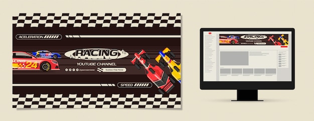 Flat design racing   youtube channel art