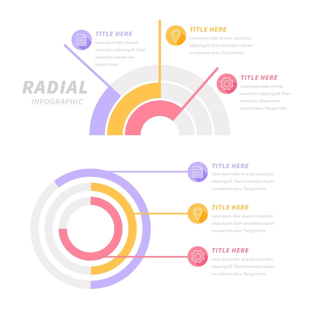 Collezione infografica radiale design piatto