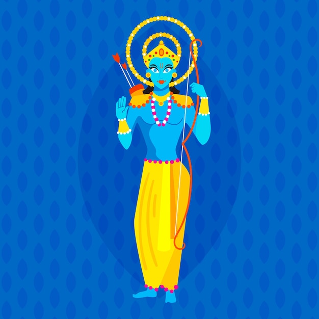 Flat design ram navami concept