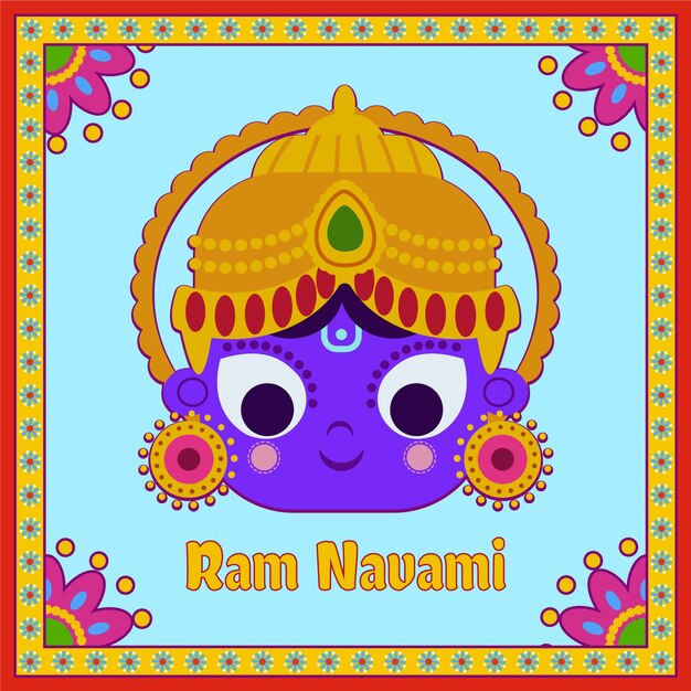 Flat design ram navami concept