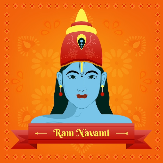 Vettore gratuito design piatto per l'evento ram navami